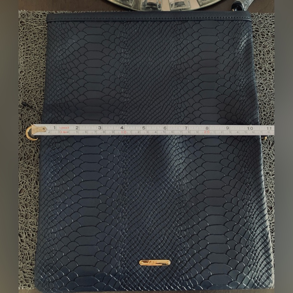 GIGI New York Navy Clutch•Detachable Strap•Tassel•Python Embossed Leather•NWT - Picture 9 of 12